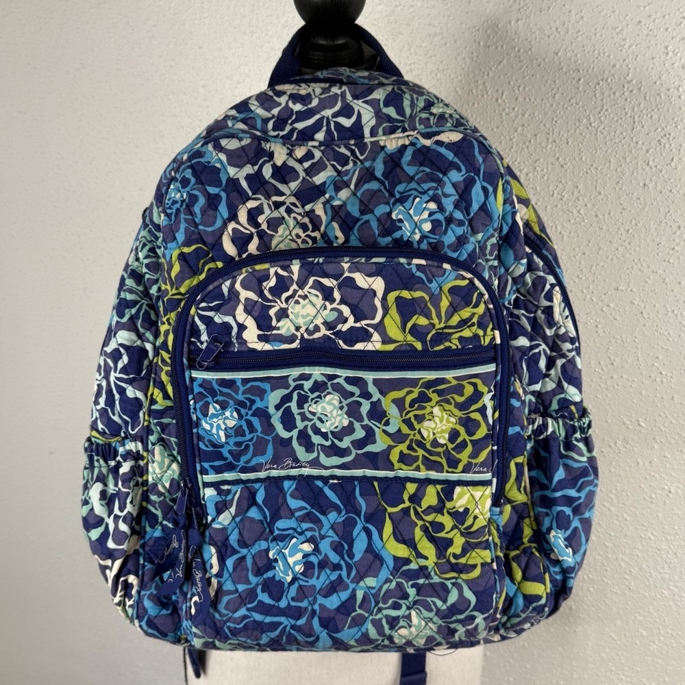 Vera Bradley Campus Backpack In Katalina Blues Print Retired Pattern Excellent